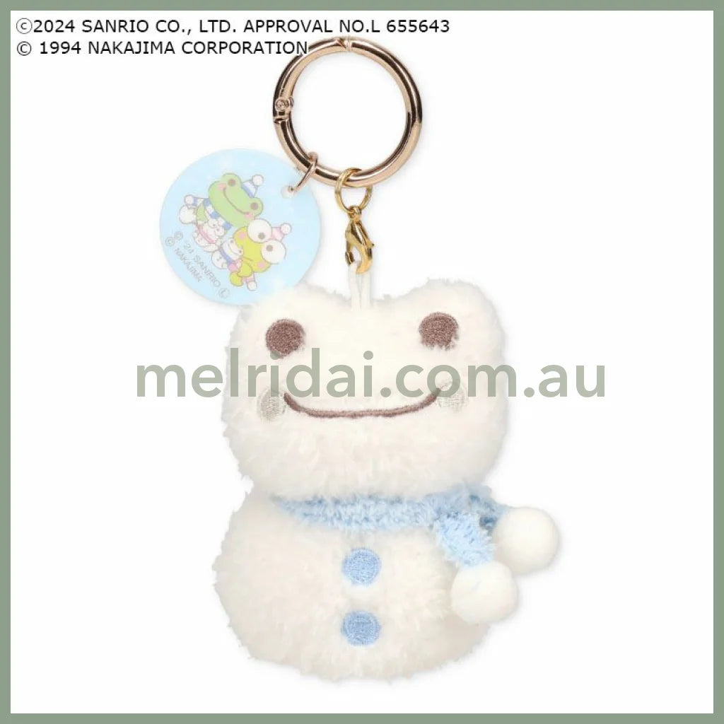 Sanrio × Pickles the Frog | Mascot Holder Plush Keychain 8.5×6×4.5cm (Frog Pickles Snowman)