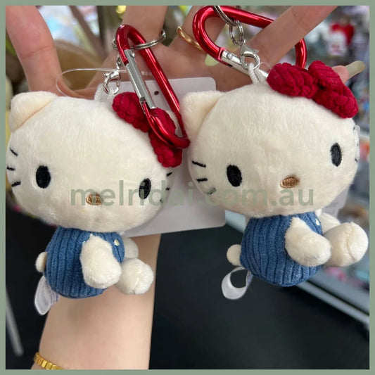 Sanrio | Plush Mascot Holder Hello Kitty Classic 7.5×5×9Cm 日本三丽鸥 复古系列新版 凯蒂猫毛绒挂件/包挂 灯芯绒连体裤