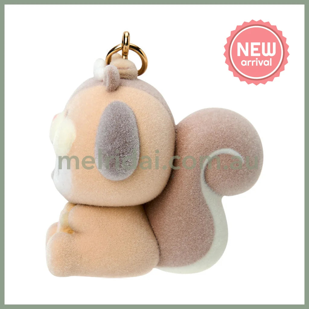 SANRIO | Pochacco Dangling Fluffy Tail Flocked Mascot Keychain 55×30×30mm (Fluffy Squirrel)