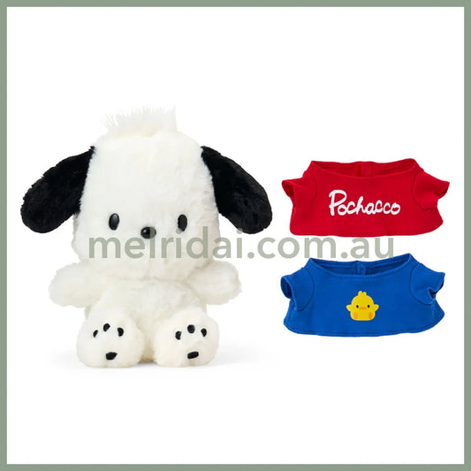 SANRIO | Pochacco Dress-up Plush Toy 22×17×21cm (Outfit Change Hoodie/Dress-up Design)