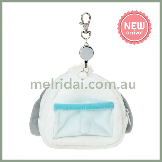 SANRIO | Pochacco Face-shaped Pass Case & Pouch Keychain With Reel 140×50×120mm