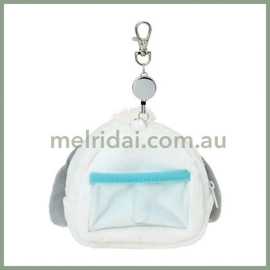 SANRIO | Pochacco Face-shaped Pass Case & Pouch Keychain With Reel 140×50×120mm