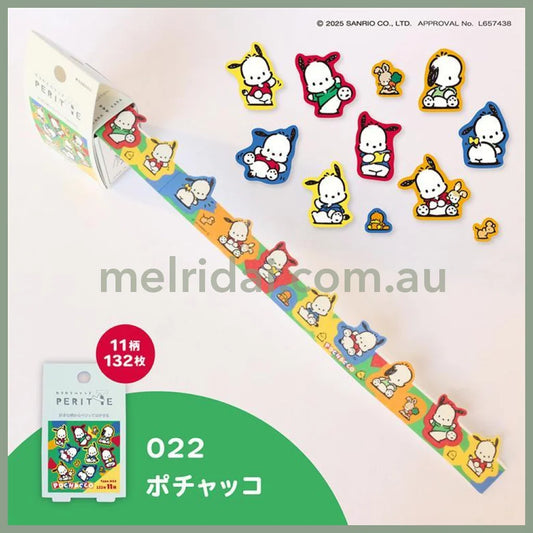 SANRIO | Pochacco Karakara Peritte Roll Sticker 28×47×78mm (8 styles x 12 each = 96 pieces)