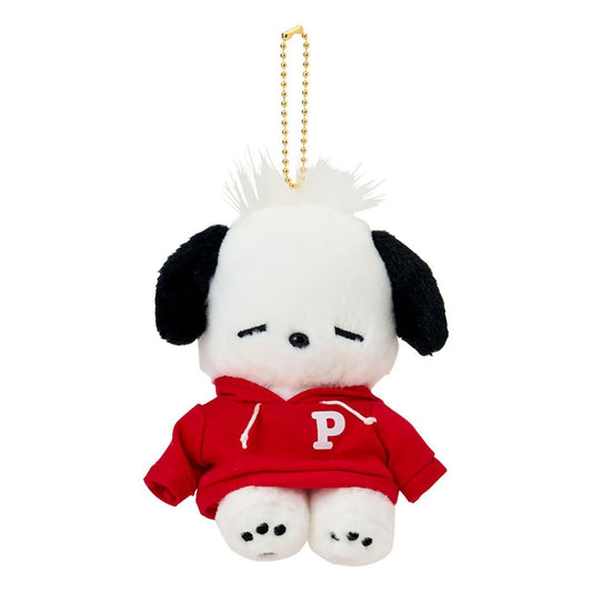 SANRIO | Pochacco Mascot Holder Plush Keychain 14×11×7cm (Outfit Change Hoodie/Dress-up Design - Parker)