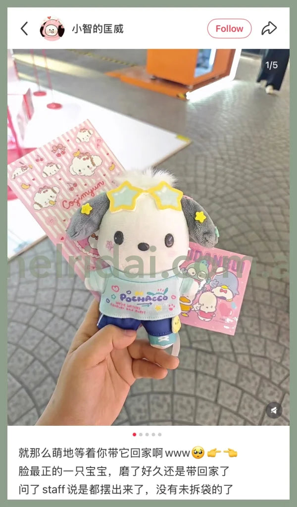 Sanrio | Pochacco Mascot Holder Plush Keychain Bag Charm 16.5 x 12.5 x 6.6cm (Academy Kirameki Festival / School