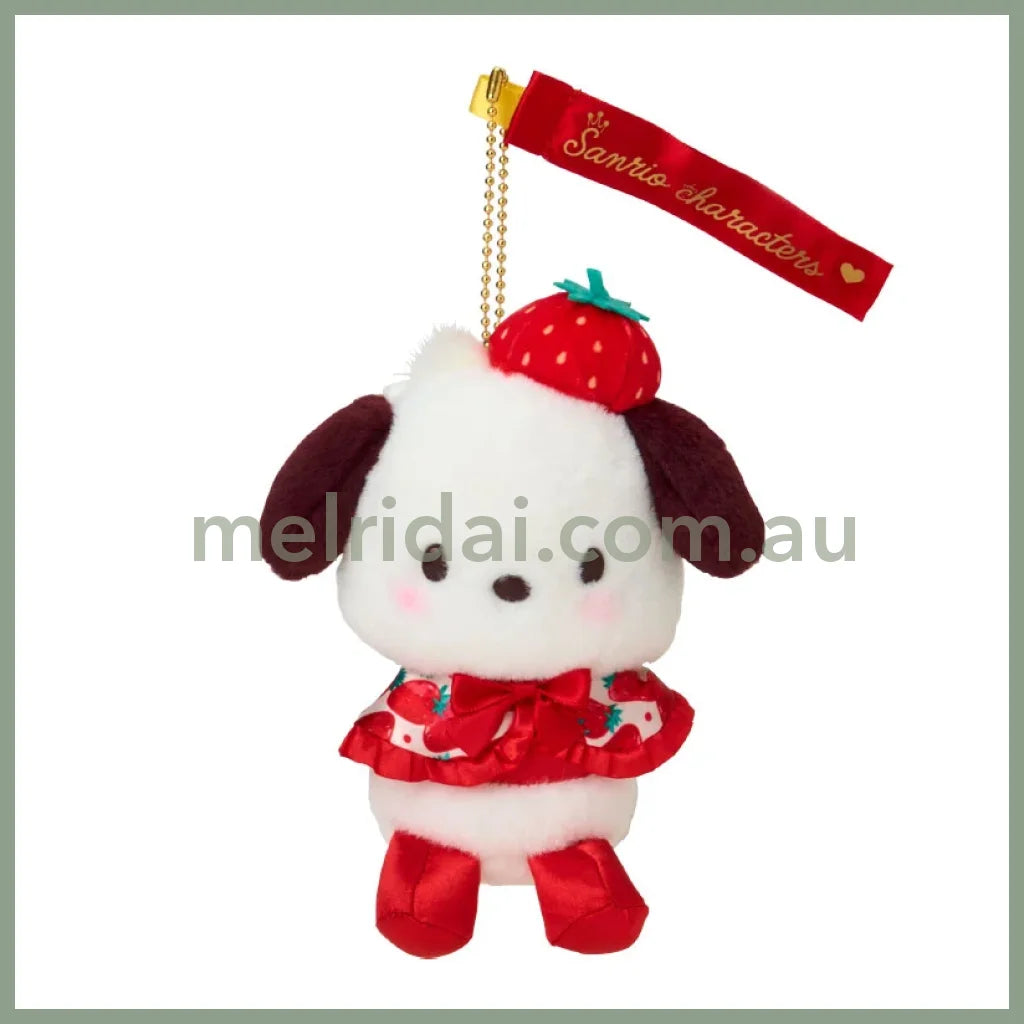 SANRIO | Pochacco Mascot Holder Plush Keychain W11×D7×H15.5cm (Strawberry News 50th Anniversary)