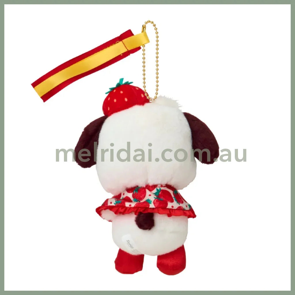 SANRIO | Pochacco Mascot Holder Plush Keychain W11×D7×H15.5cm (Strawberry News 50th Anniversary)