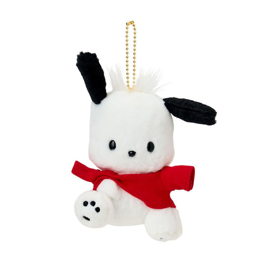 SANRIO | Pochacco Mascot Holder Plush Keychain 14×11×7cm (Outfit Change Hoodie/Dress-up Design - T-Shirt)