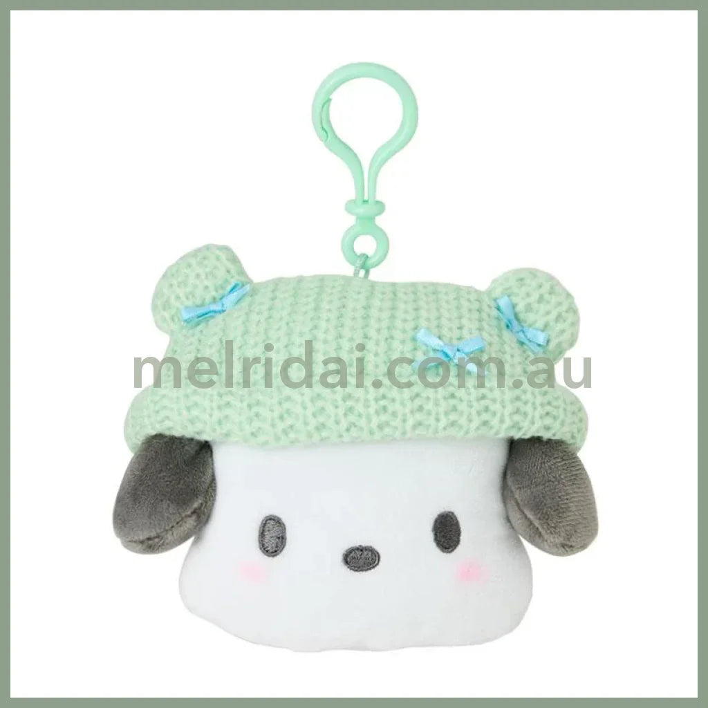 Sanrio | Pochacco Mini Pouch Face Shape Ears Key Holder Plush Keychain W13×D7×H11Cm