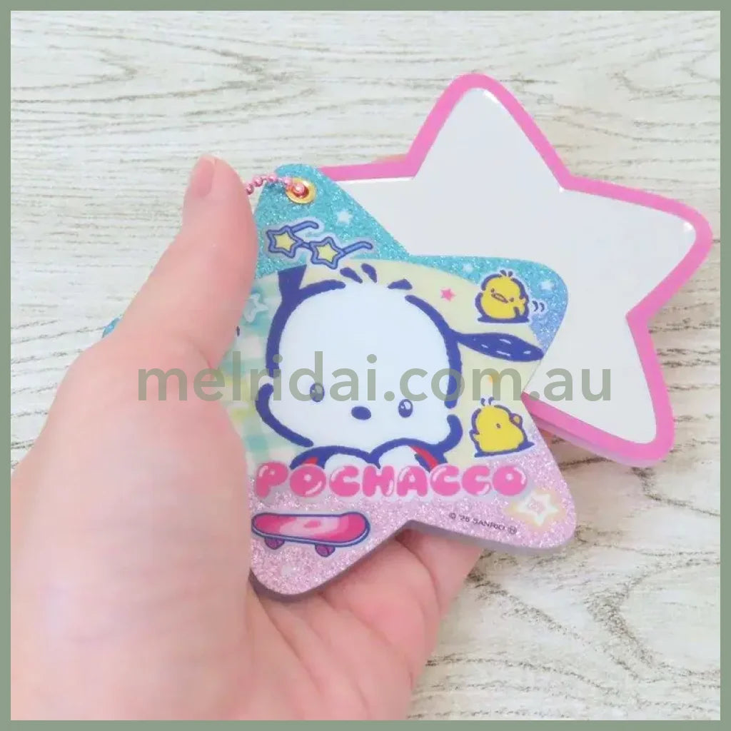 SANRIO | Pochacco Star-shaped Slide Mirror Keychain 84×69mm (Memories Heisei Retro Sparkly)