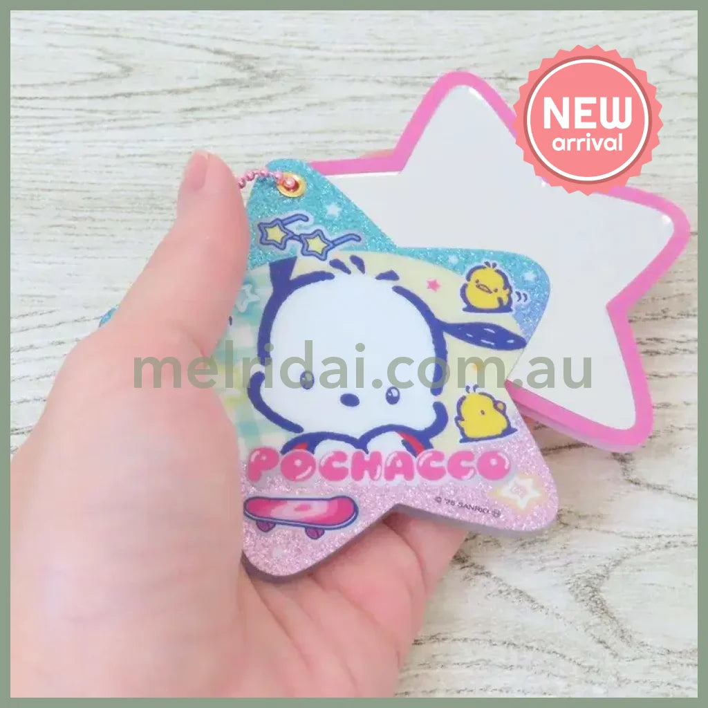 SANRIO | Pochacco Star-shaped Slide Mirror Keychain 84×69mm (Memories Heisei Retro Sparkly)