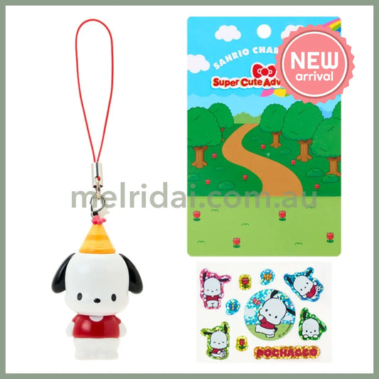 SANRIO | Pochacco Strap And Sticker Set 106x90x37mm (Super Cute Adventures My Dream Smartphone)