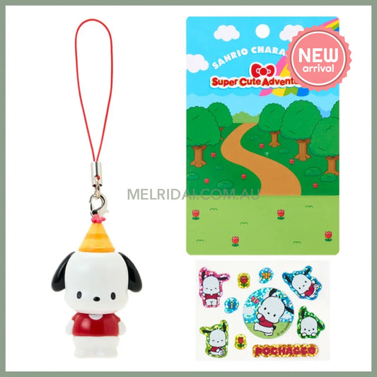 SANRIO | Pochacco Strap And Sticker Set 106x90x37mm (Super Cute Adventures My Dream Smartphone)