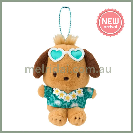 SANRIO | Pochacco Tanned Mascot Holder Plush Keychain Bag Charm 14×7×17cm (Endless Summer Vacation / Coconut Vacation