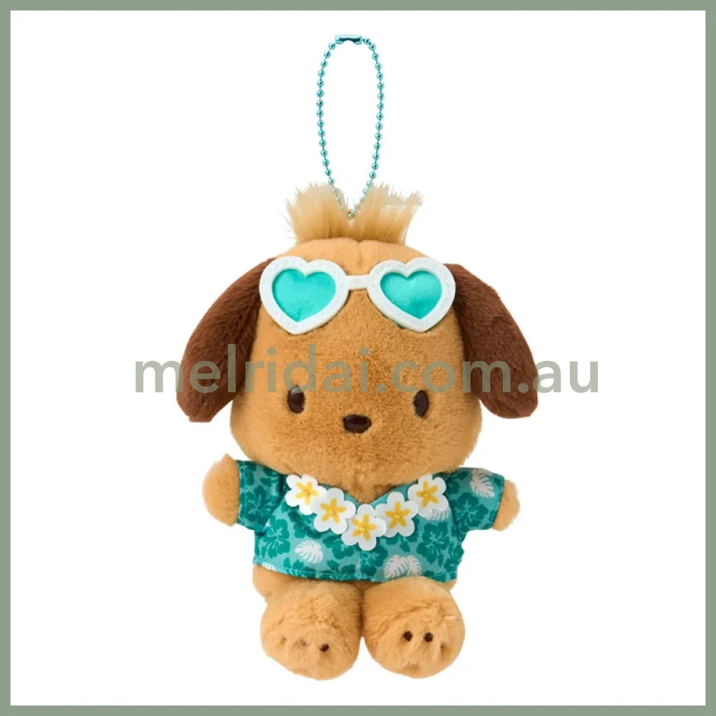 SANRIO | Pochacco Tanned Mascot Holder Plush Keychain Bag Charm 14×7×17cm (Endless Summer Vacation / Coconut Vacation