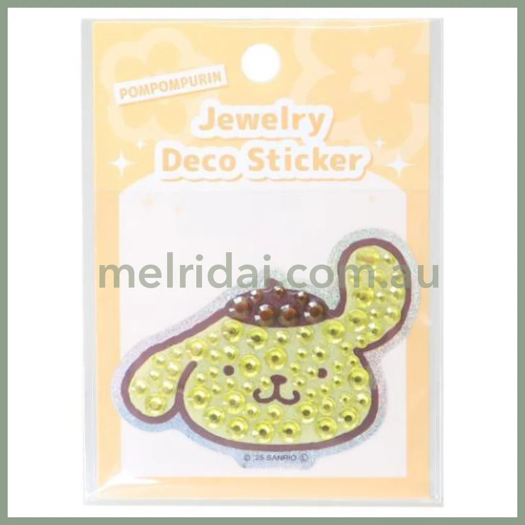 SANRIO | Pom Pom Purin Jewelry Deco Sticker 65×73×5mm (Gogo Gal Collection Glitter Face)