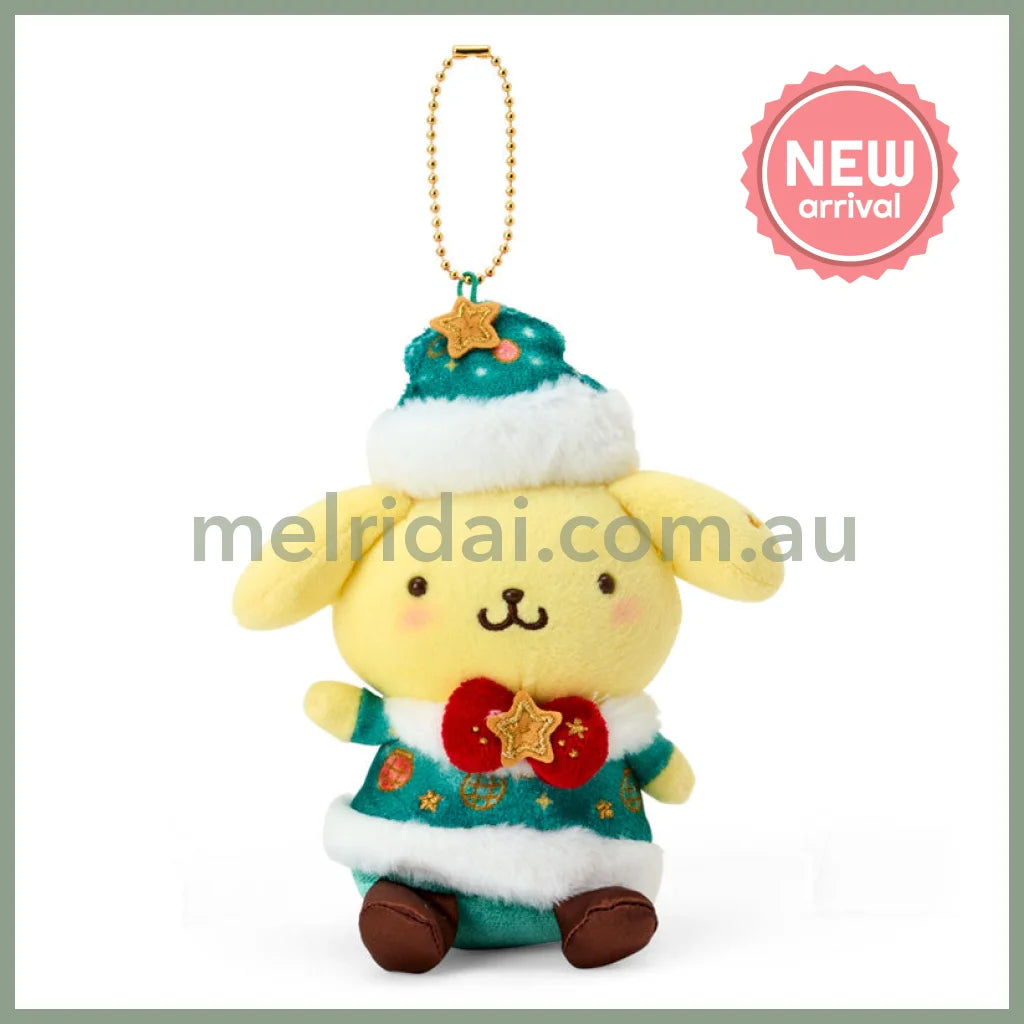 SANRIO | Pom Pom Purin Mascot Holder Bag Charm Plush Keychain 130×75×100mm (Christmas 2025)