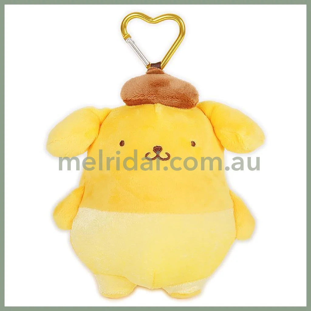SANRIO | Pom Pom Purin Pompompurin Mini Plush Pouch with Carabiner Keychain Bag Charm 150mm Approx. (Tan Swimsuit Party)