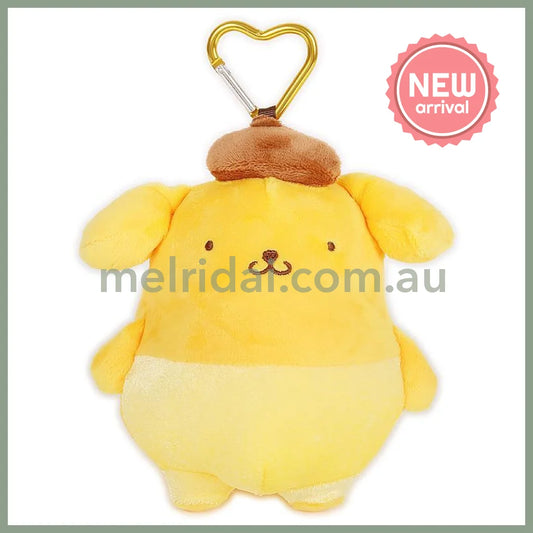 SANRIO | Pom Pom Purin Pompompurin Mini Plush Pouch with Carabiner Keychain Bag Charm 150mm Approx. (Tan Swimsuit Party)