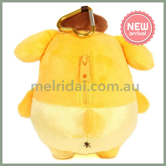 SANRIO | Pom Pom Purin Pompompurin Mini Plush Pouch with Carabiner Keychain Bag Charm 150mm Approx. (Tan Swimsuit Party)