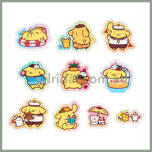 SANRIO | Pom Pom Purin / Pompompurin Summer Stickers with Zipper Case 12.4 x 8.9 x 1cm (Cream Soda)