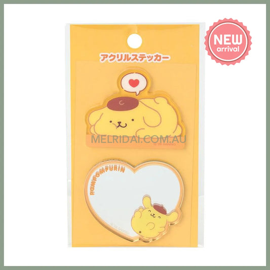 SANRIO | Pompompurin Pom Pom Purin Acrylic Sticker & Sticky Mirror Set 53×3×45mm