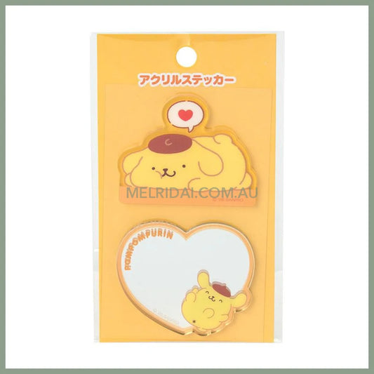 SANRIO | Pompompurin Pom Pom Purin Acrylic Sticker & Sticky Mirror Set 53×3×45mm