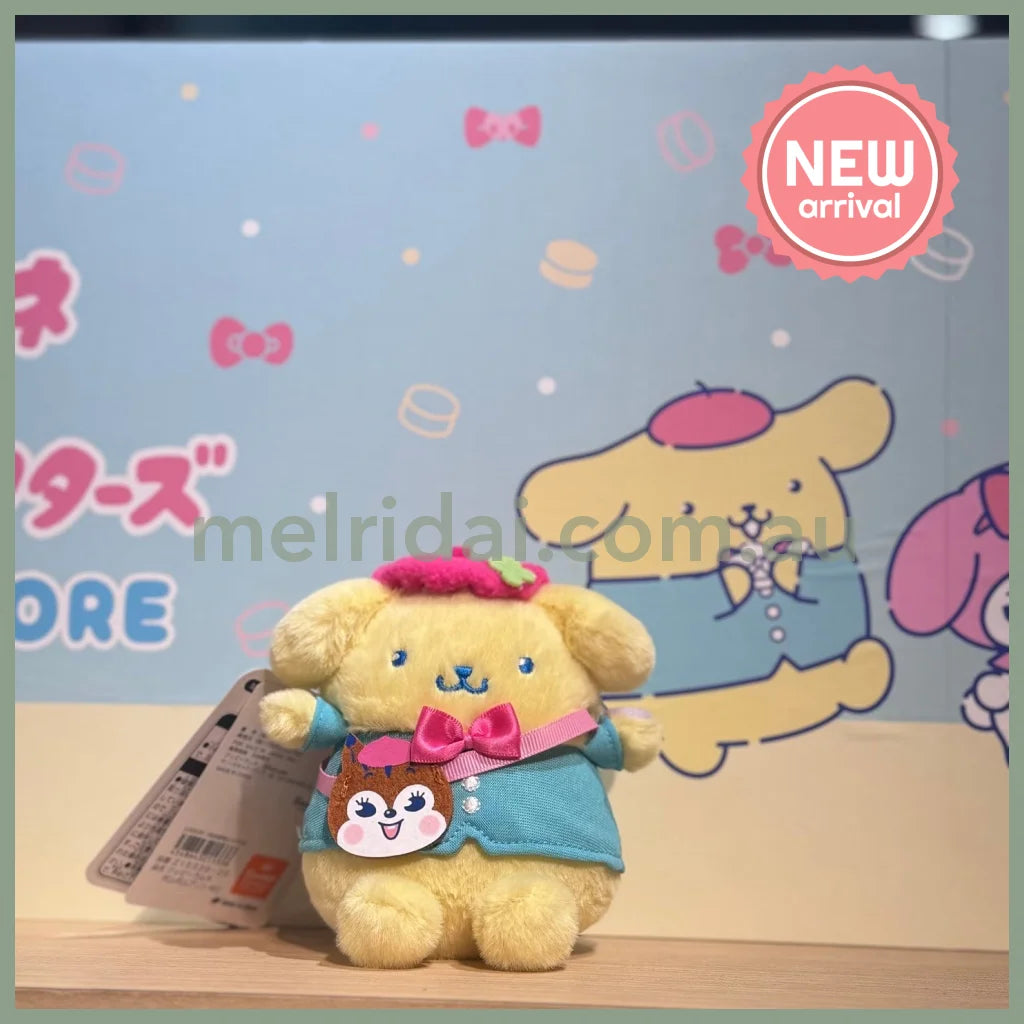SANRIO | Pompompurin Pom Pom Purin Mascot Holder Bag Charm Plush Keychain 123×130×90mm (Retro Japanese Candy Kuppy