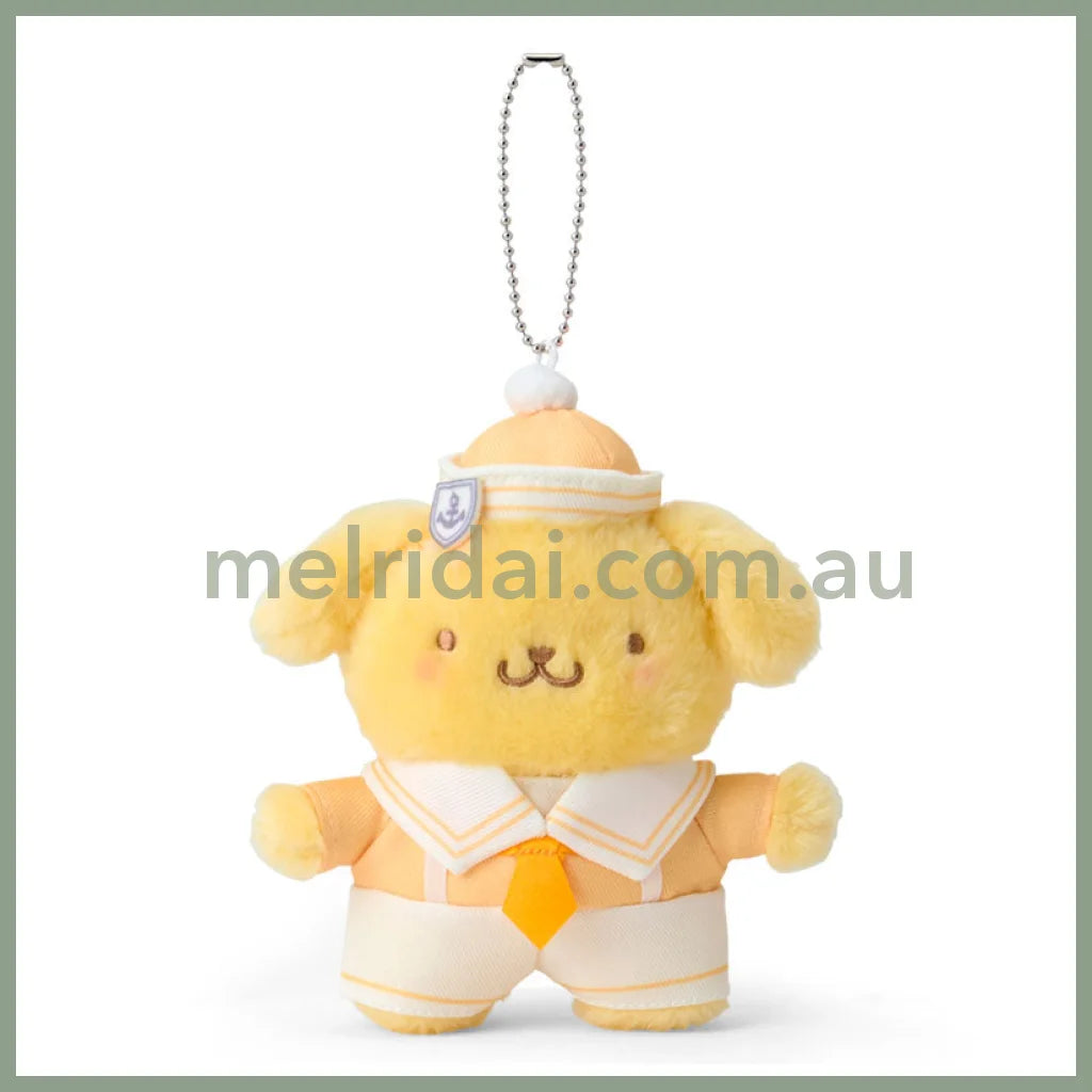 SANRIO | Pompompurin Pom Pom Purin Mascot Holder Plush Keychain Bag Charm 15.2 x 9.9 x 6.5cm (Sailor Collar)