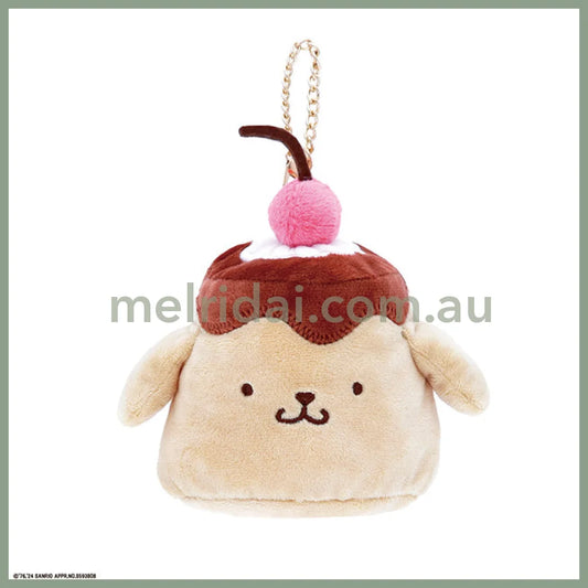 SANRIO | Pompompurin Pom Pom Purin Mini Pouch Die-Cut Pouch with Bag Charm Keychain H10 x W10 x D10cm (Pudding)