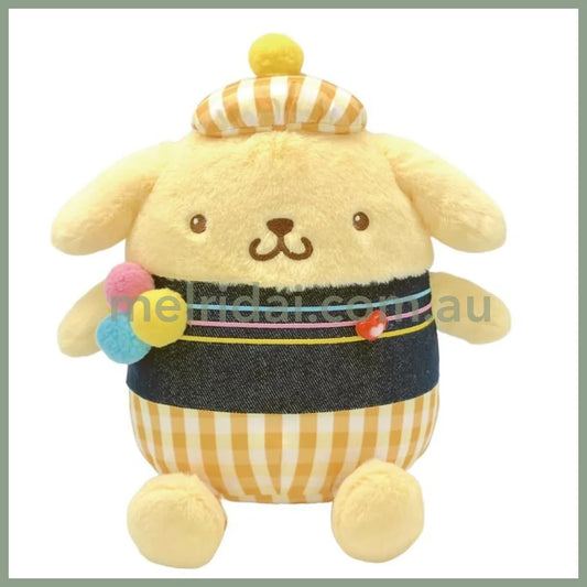 SANRIO | Pompompurin Pom Pom Purin Plush Toy Plush Doll 23.5 x 20.5 x 24cm (Gingham Denim)