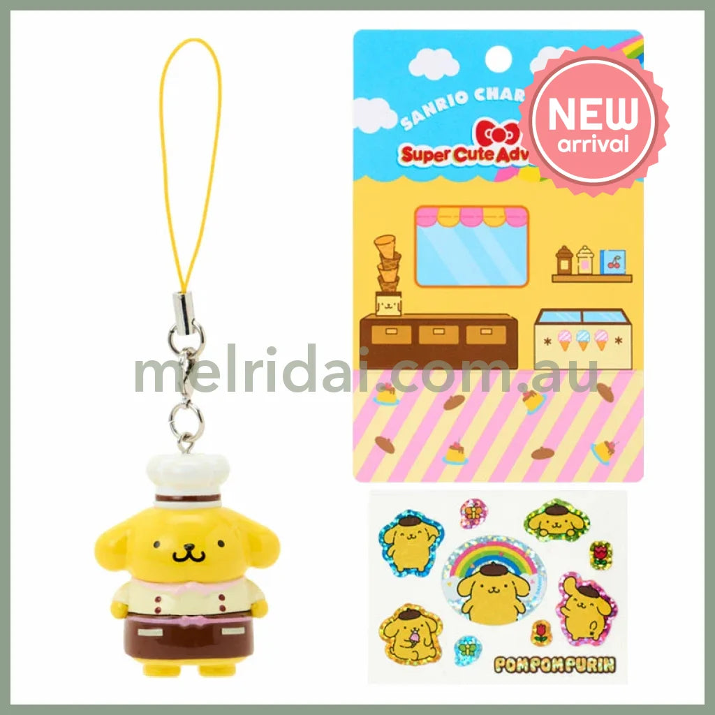 SANRIO | Pompompurin Pom Pom Purin Strap And Sticker Set 106x90x37mm (Super Cute Adventures My Dream Smartphone)