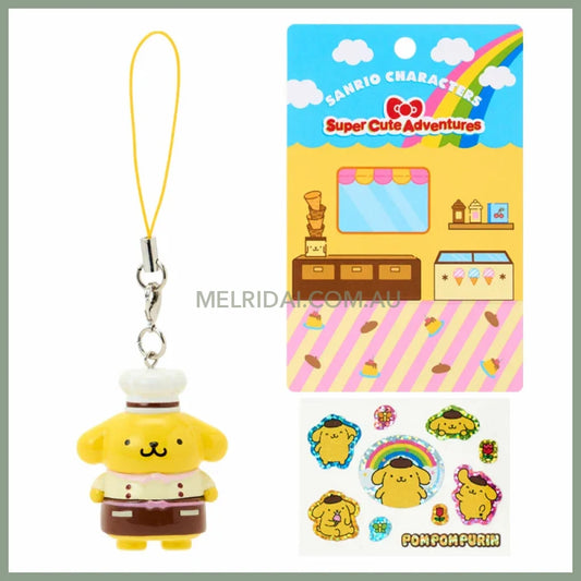 SANRIO | Pompompurin Pom Pom Purin Strap And Sticker Set 106x90x37mm (Super Cute Adventures My Dream Smartphone)