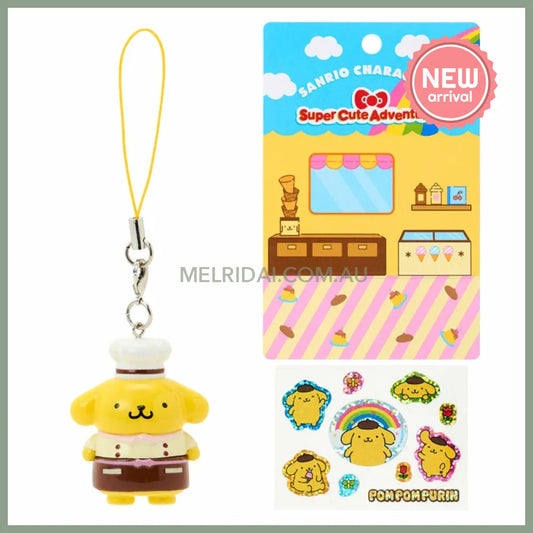 SANRIO | Pompompurin Pom Pom Purin Strap And Sticker Set 106x90x37mm (Super Cute Adventures My Dream Smartphone)