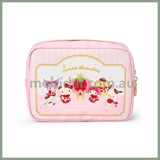 SANRIO | Pouch with Zipper 22.3 x 18.1 x 6.6cm (Strawberry News 50th Anniversary)