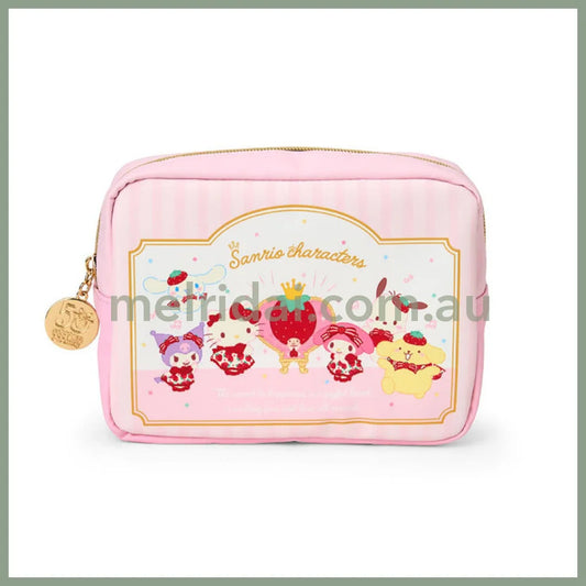 SANRIO | Pouch with Zipper 22.3 x 18.1 x 6.6cm (Strawberry News 50th Anniversary)