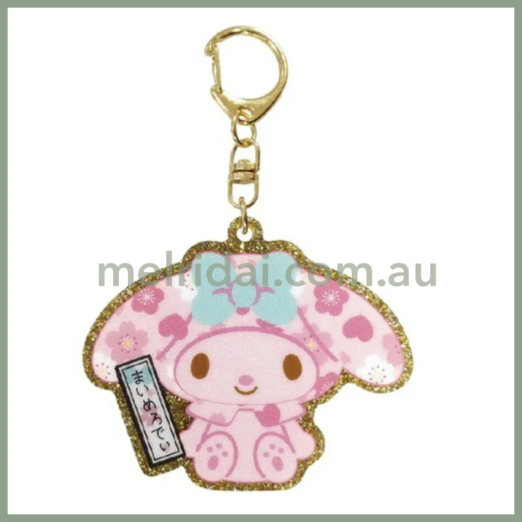 SANRIO | Sakura Acrylic Mental Keychain Key Ring H64 x W59 x D3mm (My Melody)