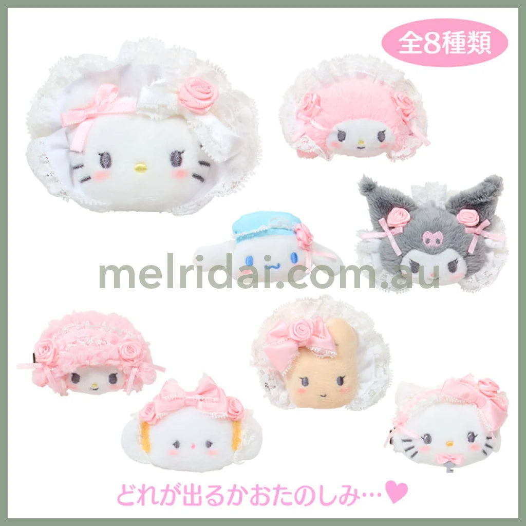 SANRIO | Secret Plush Hair Clip Blind Box 85×20×80mm (White Frill Design)