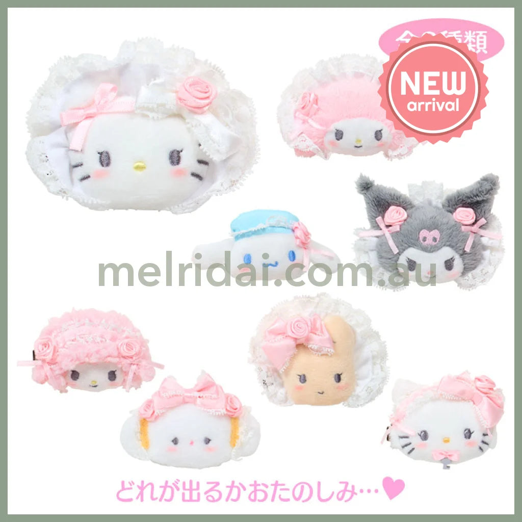 SANRIO | Secret Plush Hair Clip Blind Box 85×20×80mm (White Frill Design)