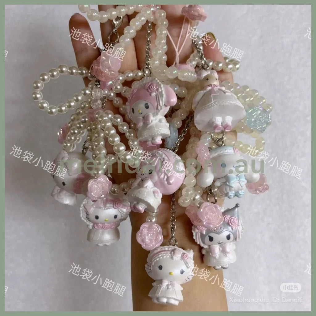 SANRIO | Secret Strap Keychain Blind Box 80×5×50mm (White Frill Design)