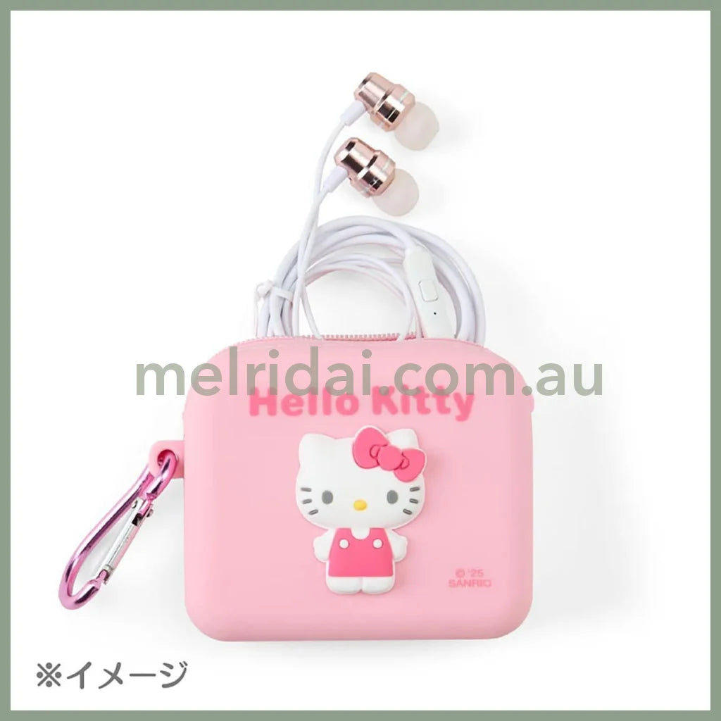 SANRIO | Silicone Material Mini Pouch Accessory Case Cosmetic Pouch Coin Purse 9.1 x 7.4 x 3.2cm (Hello Kitty)
