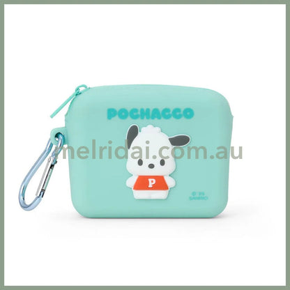 SANRIO | Silicone Material Mini Pouch Accessory Case Cosmetic Pouch Coin Purse 9.1 x 7.4 x 3.2cm (Pochacco)