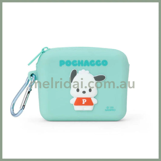 SANRIO | Silicone Material Mini Pouch Accessory Case Cosmetic Pouch Coin Purse 9.1 x 7.4 x 3.2cm (Pochacco)
