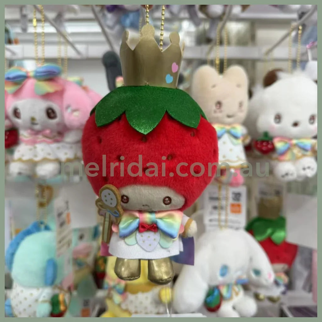 SANRIO | Strawberry King Mascot Holder Plush Keychain Bag Charm 11×15.5×7.5cm (50th Anniversary Strawberry/Ichigo
