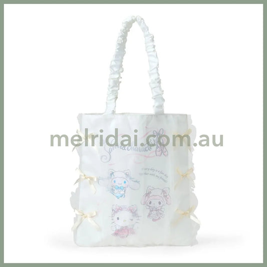 SANRIO | Tote Bag Cinnamoroll & Hello Kitty & My Melody 43.5 x 35.0 x 7.0cm (White Cat Ballerina)