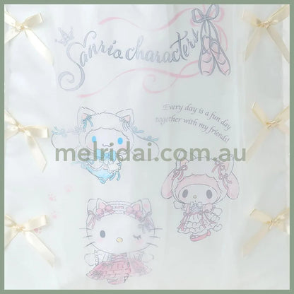 SANRIO | Tote Bag Cinnamoroll & Hello Kitty & My Melody 43.5 x 35.0 x 7.0cm (White Cat Ballerina)