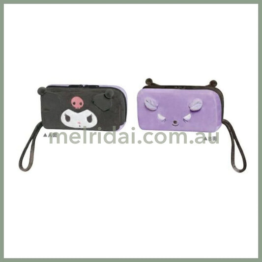 SANRIO | Twin Fluffy Plush Pen Case 19×10×5cm (Kuromi & Baku)