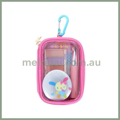 SANRIO | Usahana Clear Multi Case With Carabiner Keychain 100×150×40mm (Grid Wink)