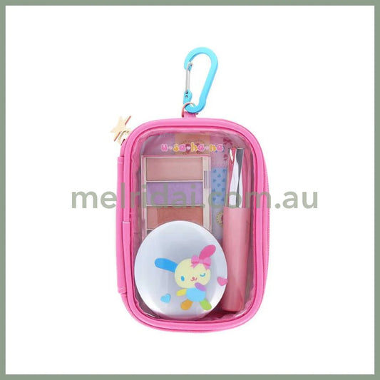 SANRIO | Usahana Clear Multi Case With Carabiner Keychain 100×150×40mm (Grid Wink)