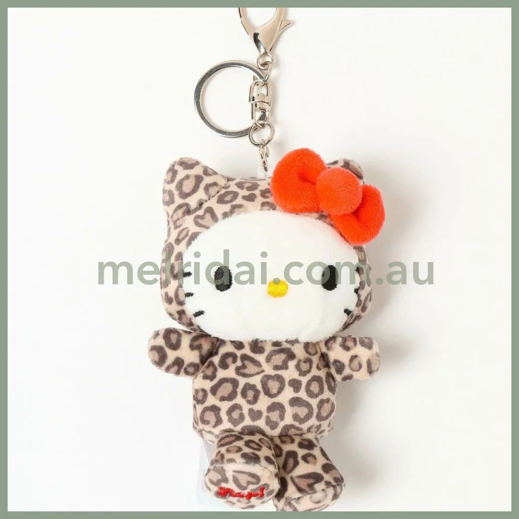 SANRIO x 10C REPIPI | Hello Kitty Mascot Fur Keychain Mascot Holder Bag Charm 100 x 55mm (Leopard)